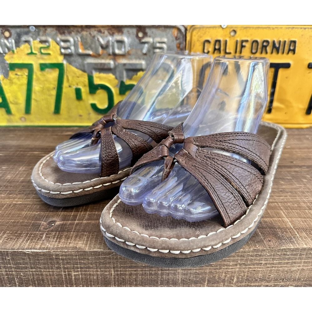 Sideout Leather Slides Summer Sandals Brown Women’s Sz 9 Comfort